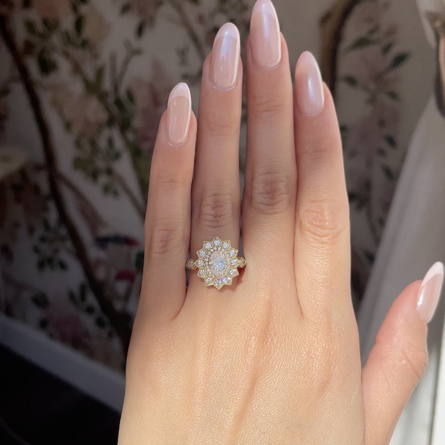 0.75 Ct Oval Cut Moissanite Diamond Vintage Engagement Ring