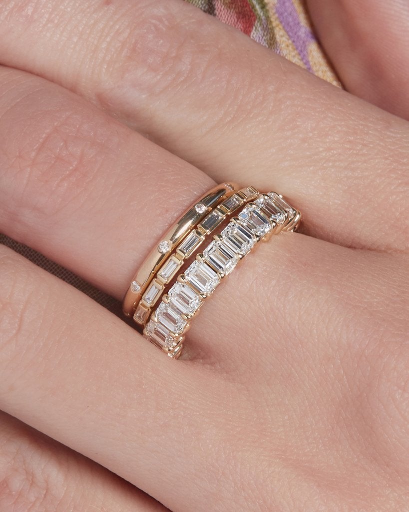 4.50CTW Emerald Cut Full Eternity Stacking Wedding Band - Eurus engagement rings