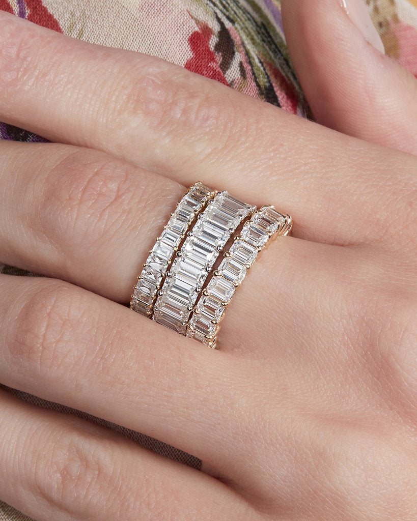 4.50CTW Emerald Cut Full Eternity Stacking Wedding Band - Eurus engagement rings
