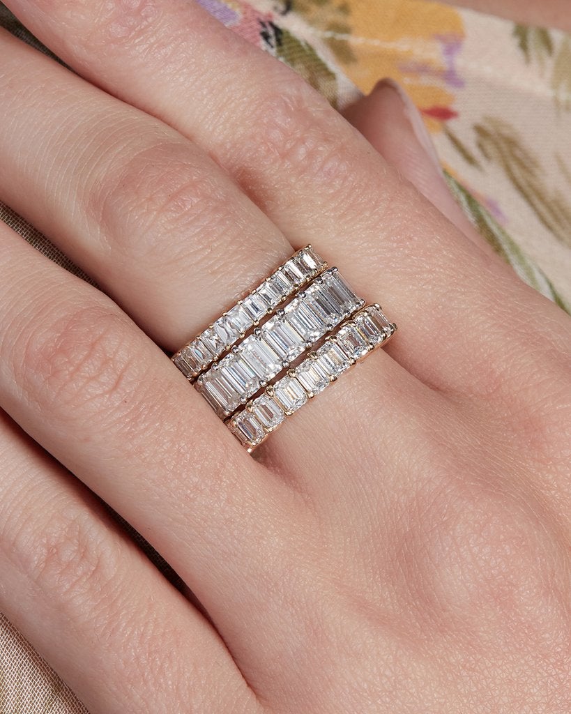 4.50CTW Emerald Cut Full Eternity Stacking Wedding Band - Eurus engagement rings