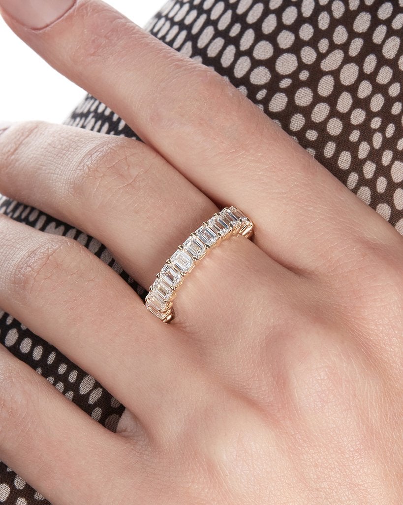 4.50CTW Emerald Cut Full Eternity Stacking Wedding Band - Eurus engagement rings