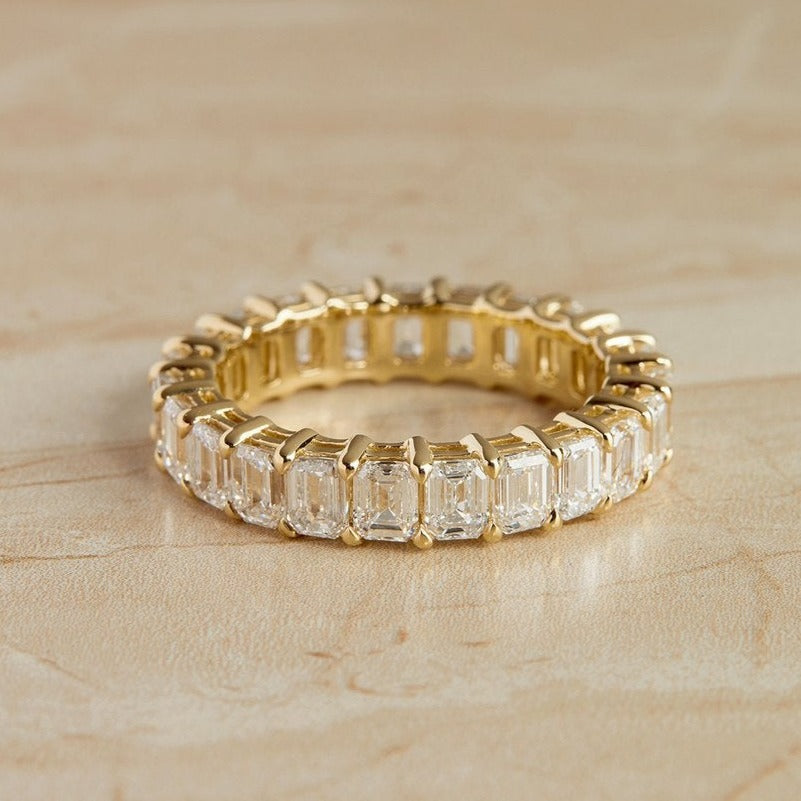 4.50CTW Emerald Cut Full Eternity Stacking Wedding Band - Eurus engagement rings