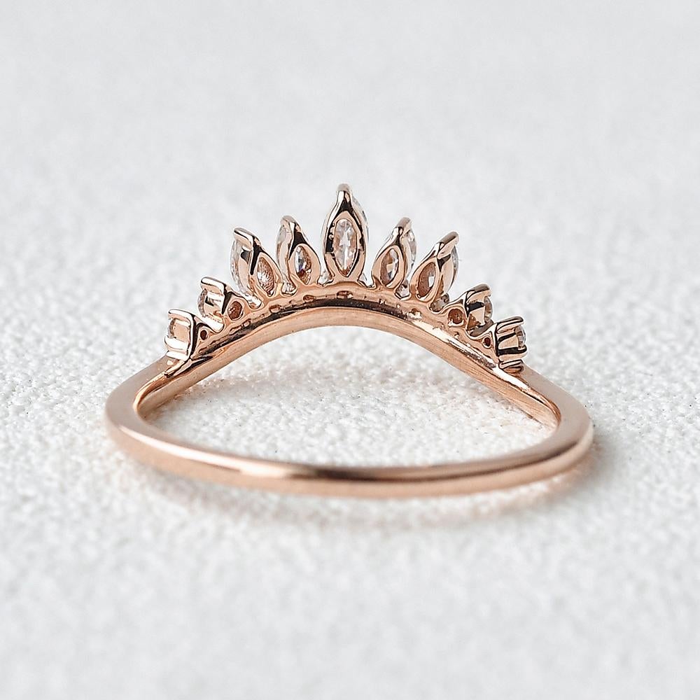 0.40CTW Marquise Cut Curved Vintage Style Stacking Wedding Band - Eurus engagement rings