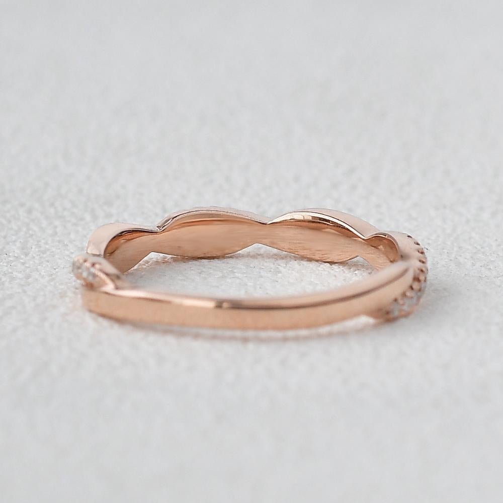 Round Brilliant Cut Infinity Twisted Shank Unique Wedding Band Crossover For Her