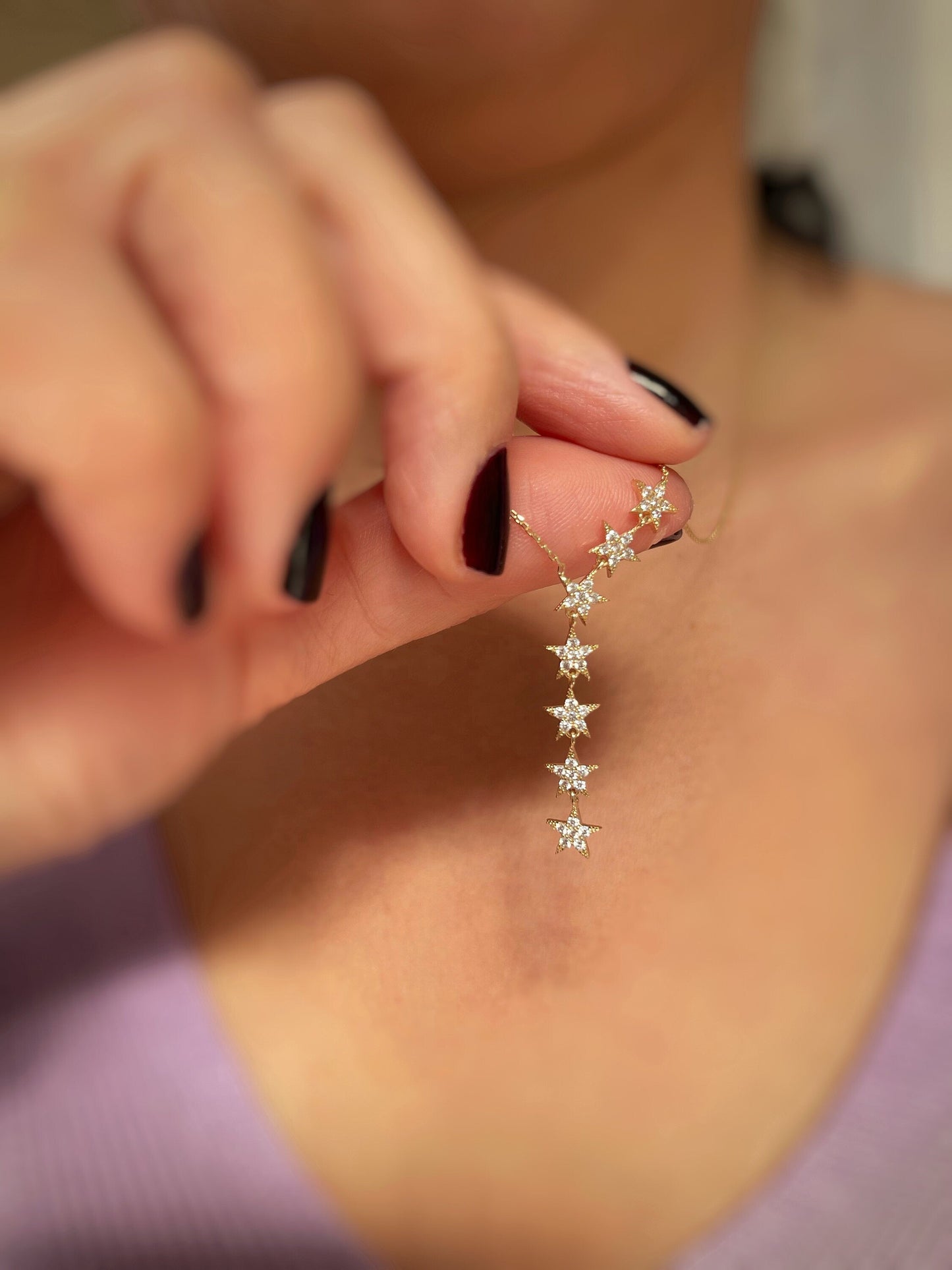 0.27 CT Zirconia Star Pendant Necklace, Gift for Women, Seven Star Necklace, Gift For Mother