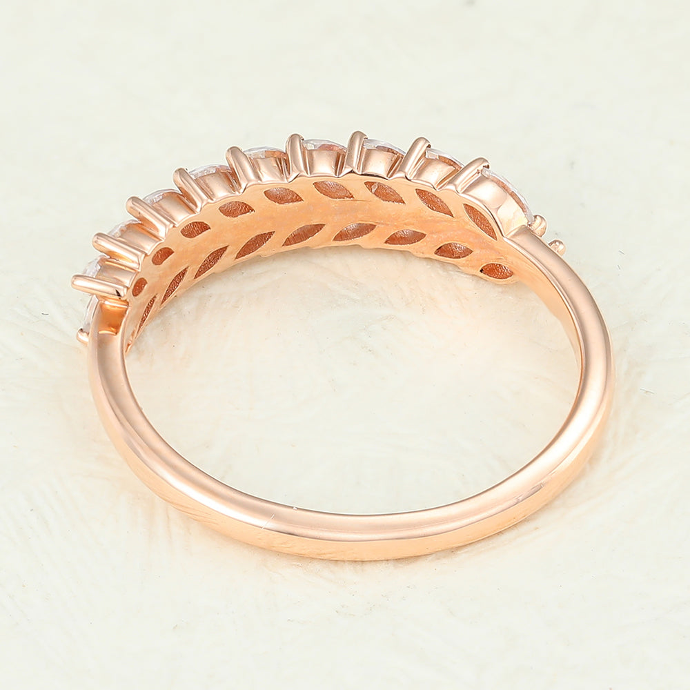 Marquise Shaped Moissanite Half Eternity Wedding Band Band For Women's