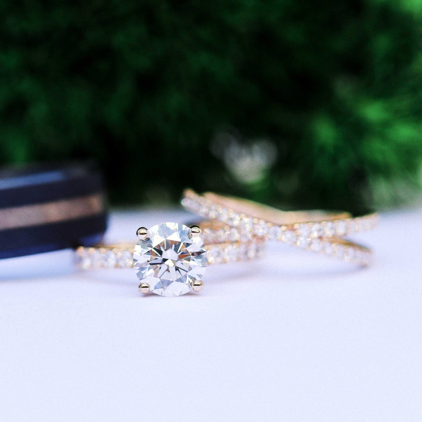 0.50 TCW Round Brilliant Cut Criss Cross Style Moissanite Wedding Band - Eurus engagement rings