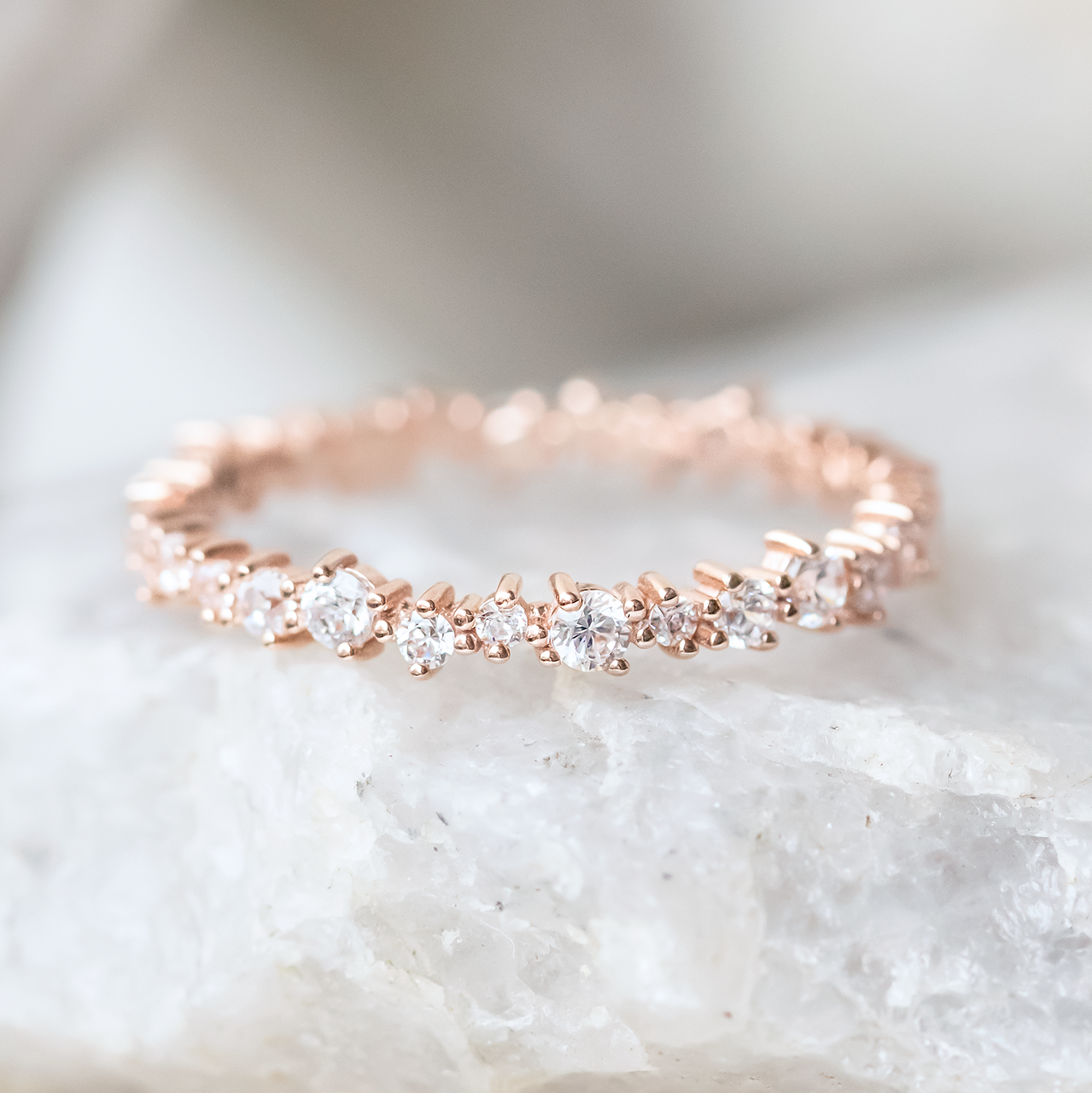 0.54 TCW Round Brilliant Cut Full Eternity Moissanite Wedding Band - Eurus engagement rings