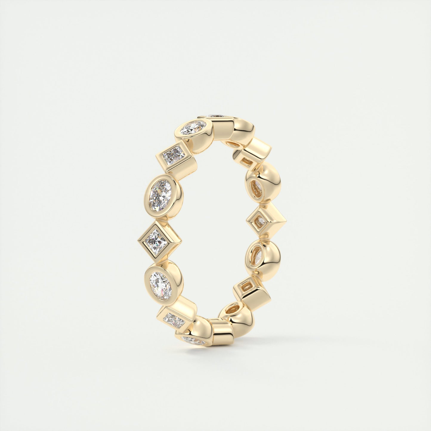 1.30CT Oval & Princess Moissanite Bezel Full Eternity Wedding Band - Eurus engagement rings