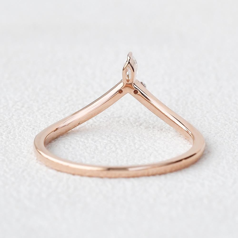 0.1 CTW Round & Marquise Cut Curved Stacking Moissanite Wedding Band - Eurus engagement rings