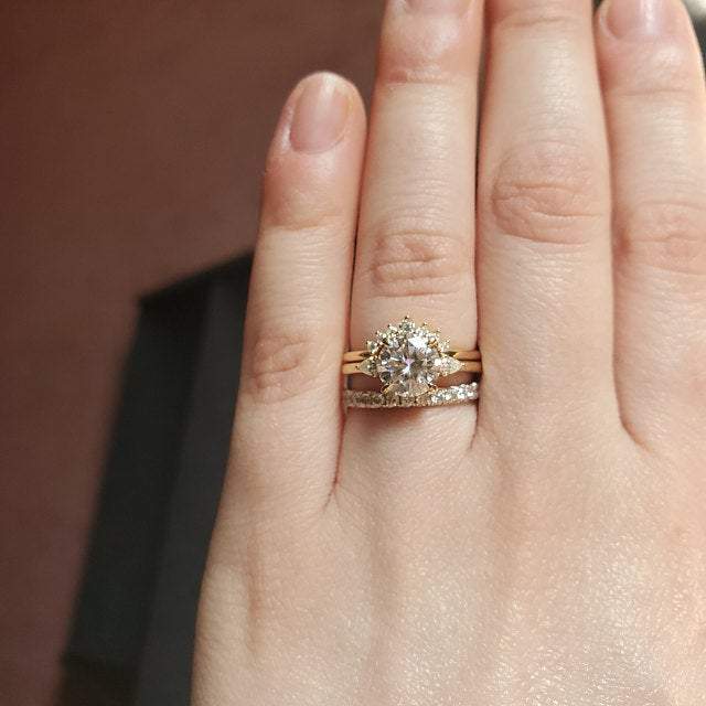 0.20CTW Round Brilliant Half Eternity Perfect Moissanite Wedding Band - Eurus engagement rings