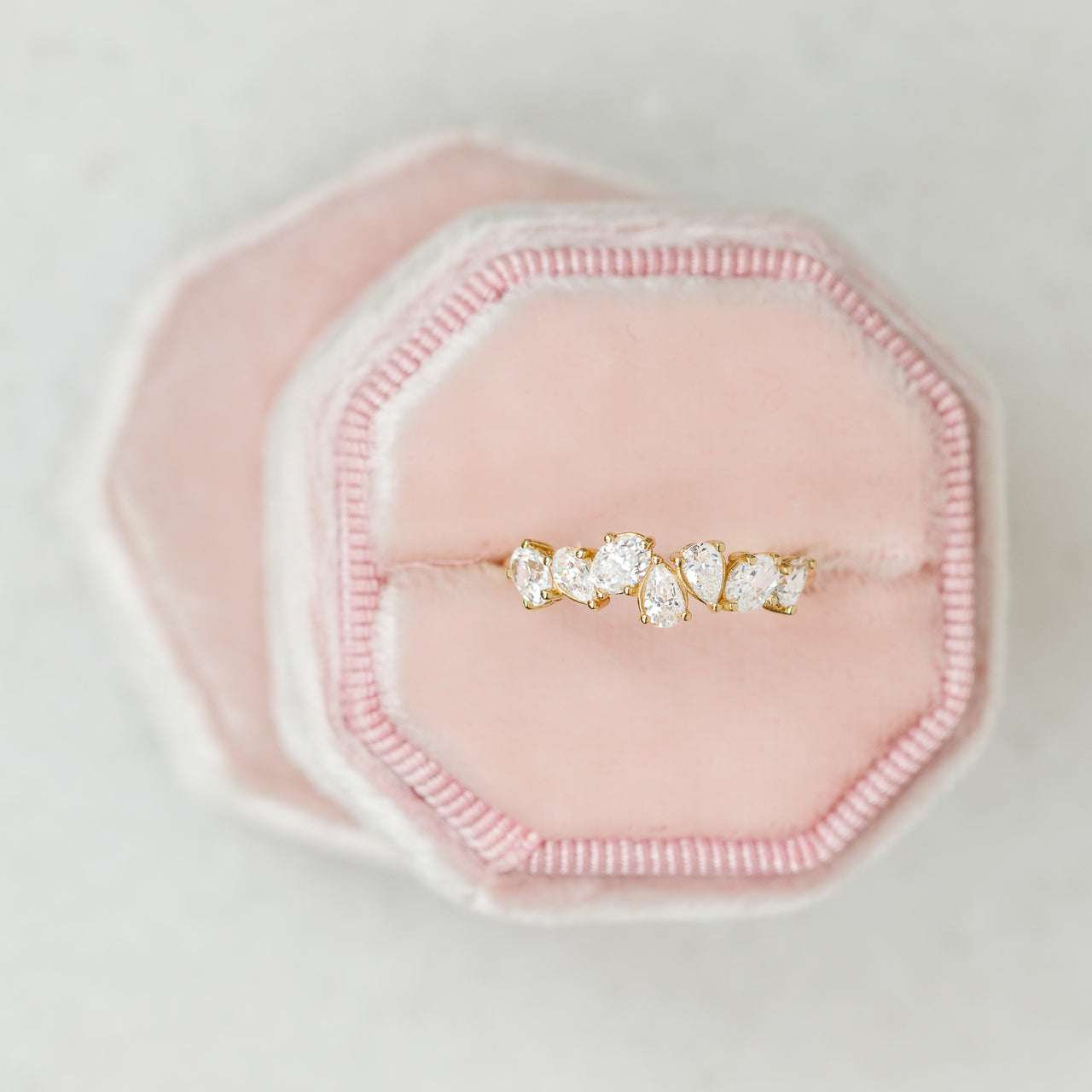 0.90 CTW Pear & Oval Cut Half Eternity Wedding Band - Eurus engagement rings