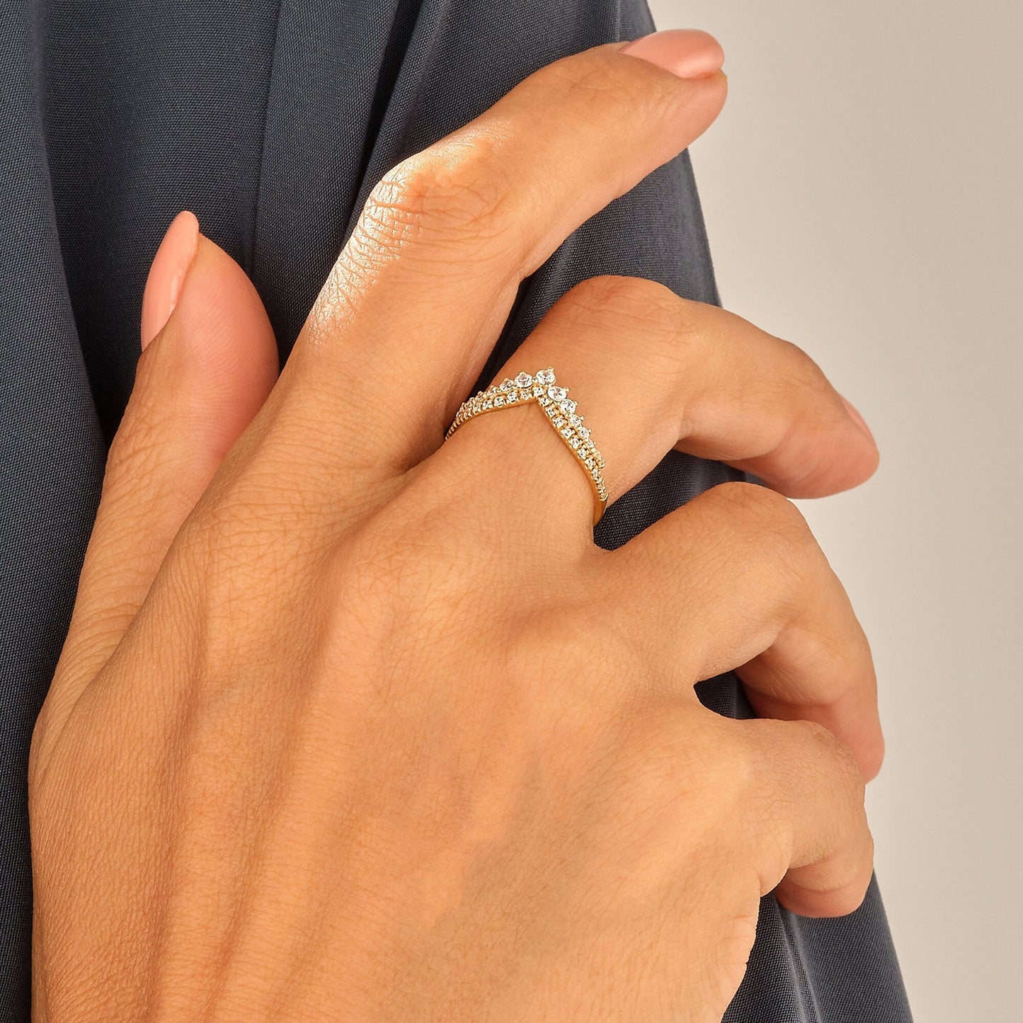 0.50 TCW Round Moissanite Curved Wedding Band - Eurus engagement rings