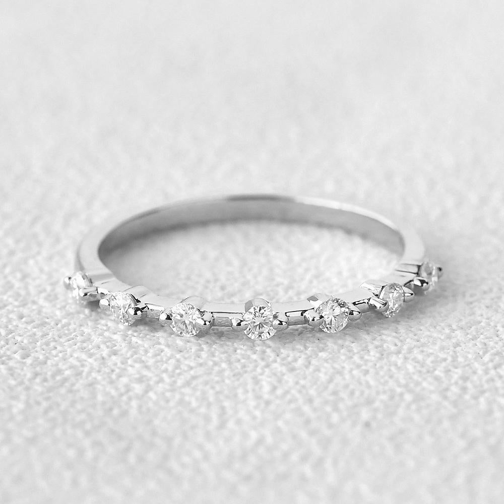 0.20 TCW Round Brilliant Cut Dainty Style Moissanite Wedding Band - Eurus engagement rings