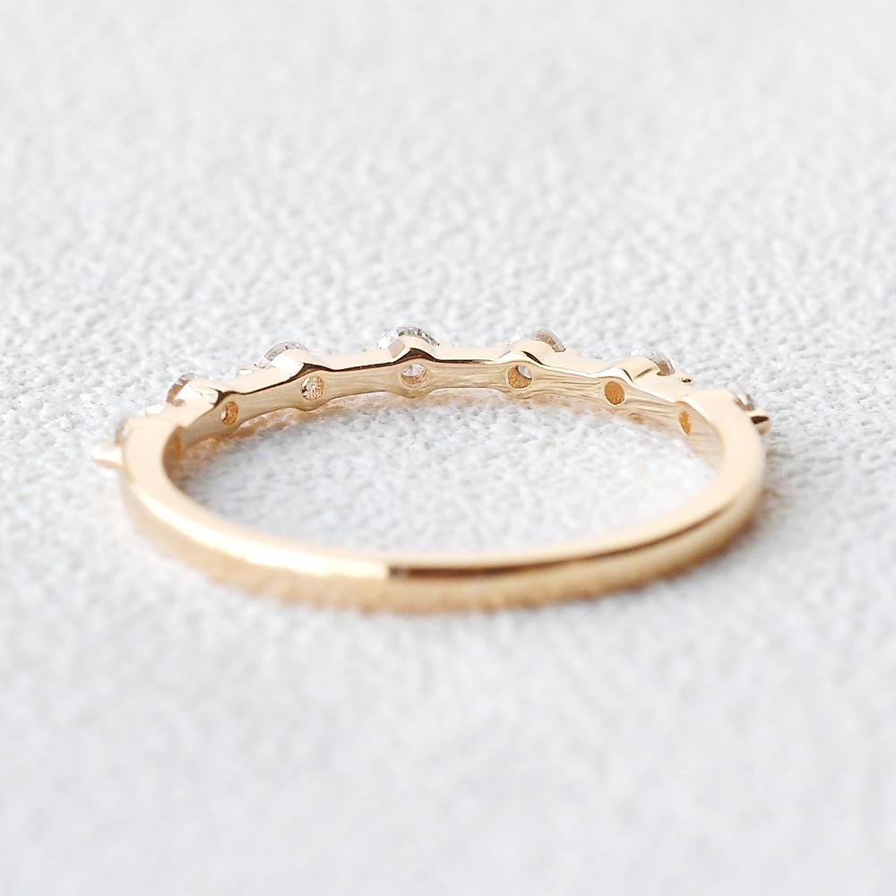 0.20 TCW Round Brilliant Cut Dainty Style Moissanite Wedding Band - Eurus engagement rings