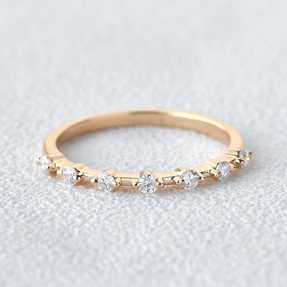 0.20 TCW Round Brilliant Cut Dainty Style Moissanite Wedding Band - Eurus engagement rings