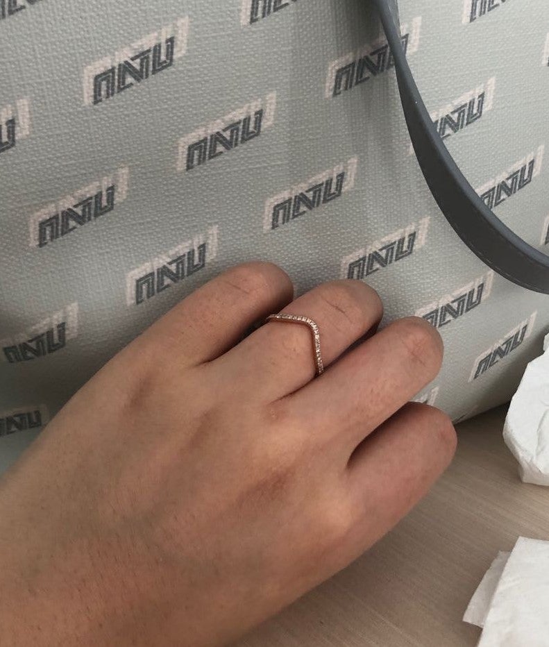 0.20CTW Round Brilliant Cut Curved Stacking Wedding Band - Eurus engagement rings