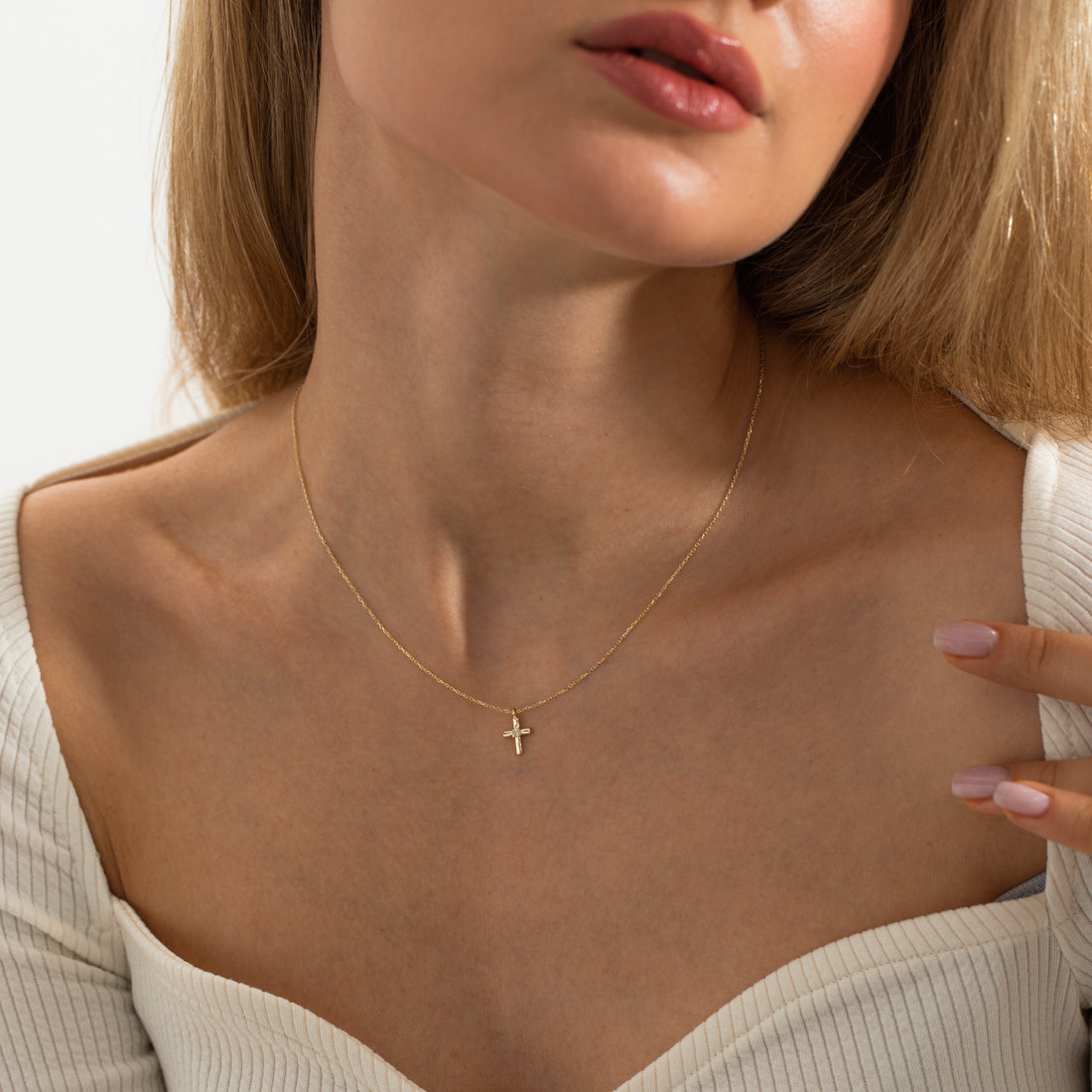 Cross Necklace, Simple Cross Necklace, Charm Necklace, Delicate Necklace, Gift For Her, Diamond Cross Pendent
