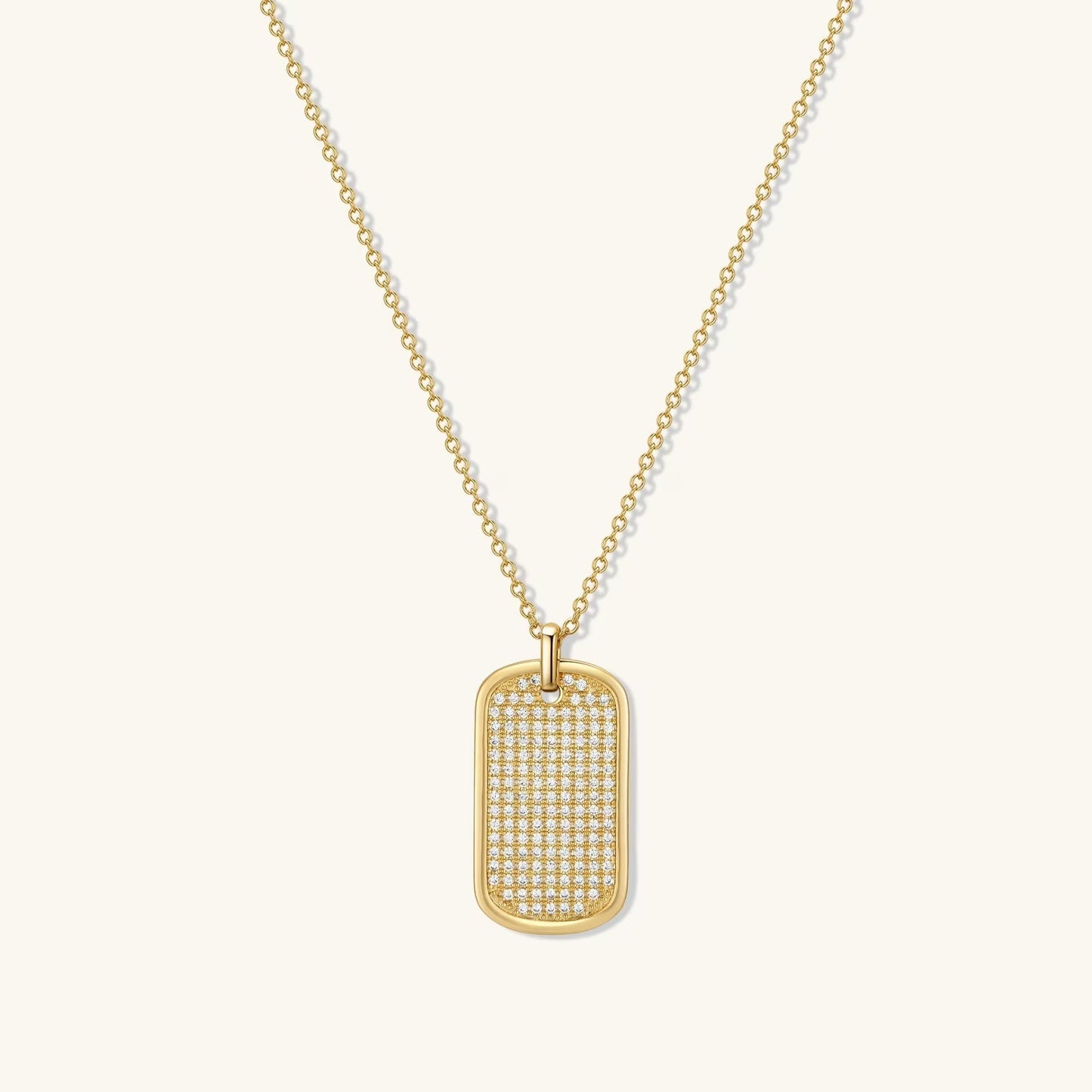 0.32 CT Dog Tag Pendant With Chain, Moissanite Necklace, Gift for Her, Charm Necklace, Delicate Item