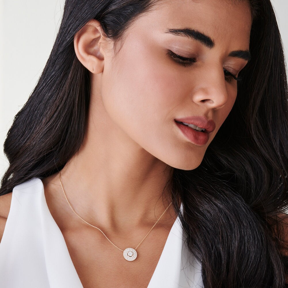 1.10 CT Channel Setting Round Moissanite Diamond Necklace, Illusion Setting Pendent, Gift For Mom, Delicate Necklace