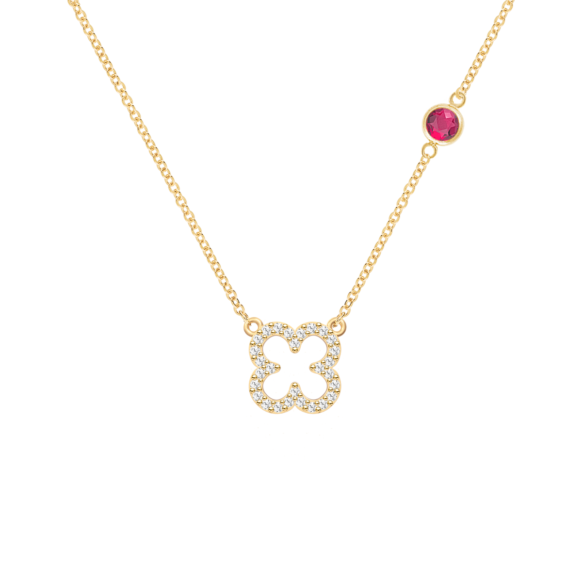 1.93CT Round Floral Diamond Necklace, July Birthstone Clover Necklace, Wedding Gift, Gift For Her, Delicate Necklace, Anniversary Gift, Gift For Wife