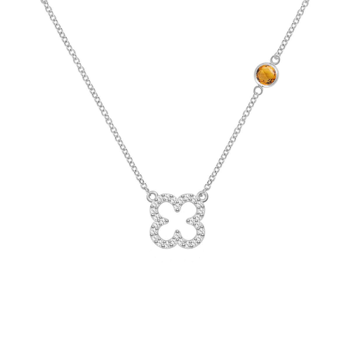 1.93CT Round Floral Diamond Necklace, November Birthstone Clover Necklace, Wedding Gift, Gift For Her, Delicate Necklace, Anniversary Gift, Gift For Mom