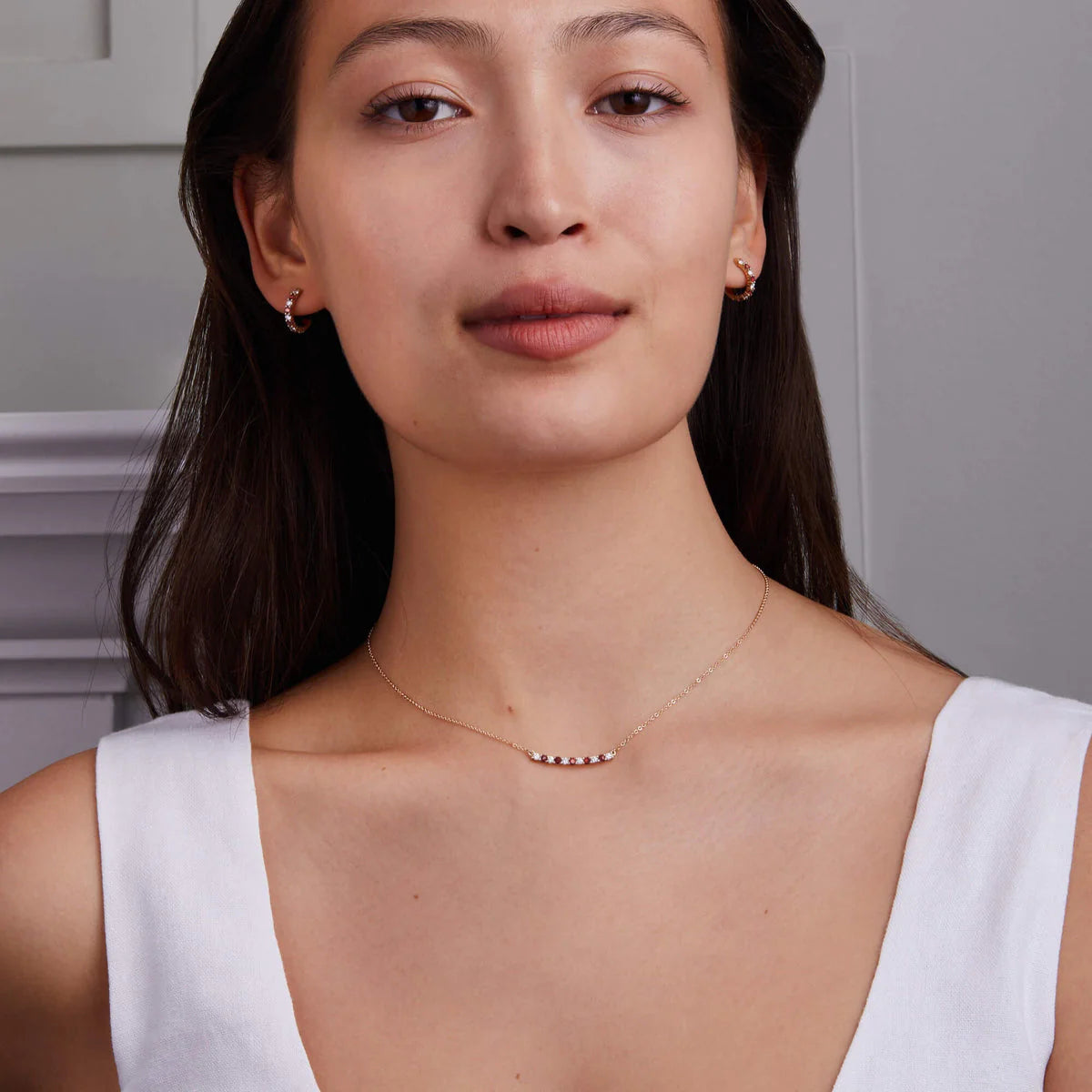 1.40 CT Round Garnet Moissanite Diamond Necklace| BIrthday Gift| Anniversary Gift| Gifts For Her| Wedding Gift