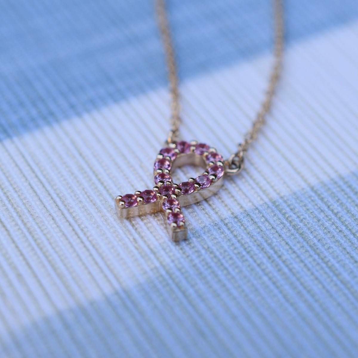 Pink Ribbon Necklace, Diamond Necklace, Birthstone Necklace, Gift For Her, Delicate Necklace,gift for women, Birthday Gift
