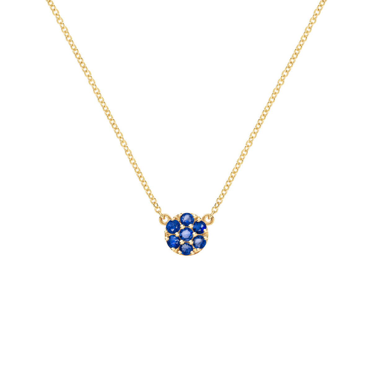 0.21TCW Round Cut Floral Blue Moissanite Necklace September Birthstone Necklace, Delicate Necklace, Wedding Gift, Gift For Daughter, Gift For Her, Charm Necklace