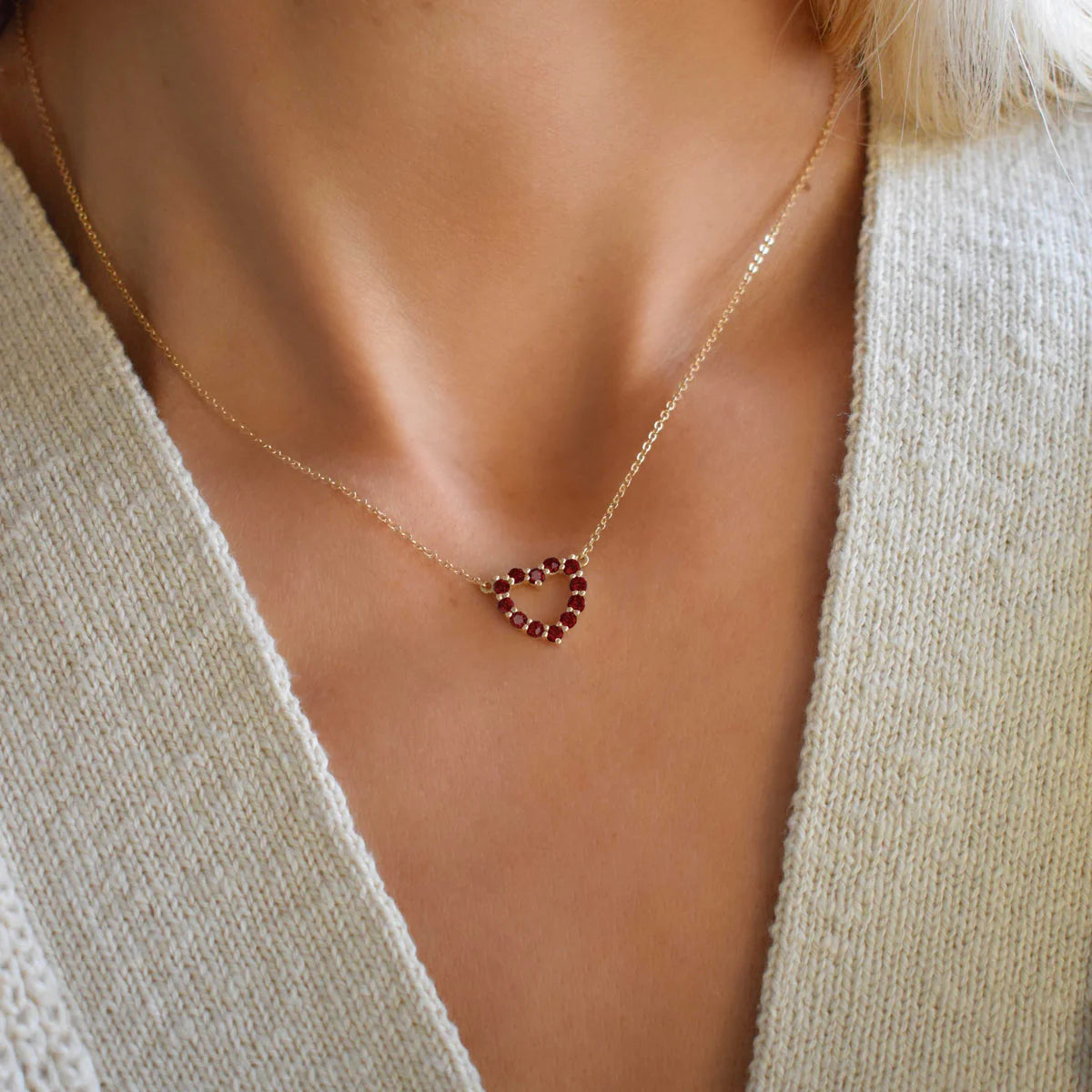 1.50 CT Round Cut Open Heart Moissanite Necklace| Valentine Gift| Anniversary Gift| Color Stone Necklace| Gifts For Her