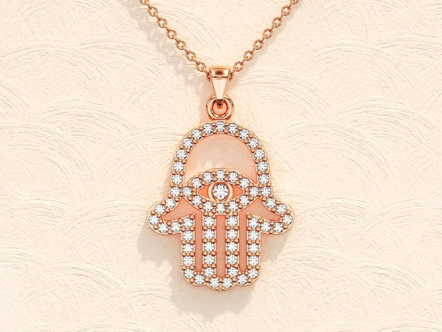 0.49 CT Hamsa Diamond Necklace for Women, Diamond Moissanite Necklace, Gift For Her, Delicate Necklace, Gift For Grandmother, Engagement Gift, Promise Gift