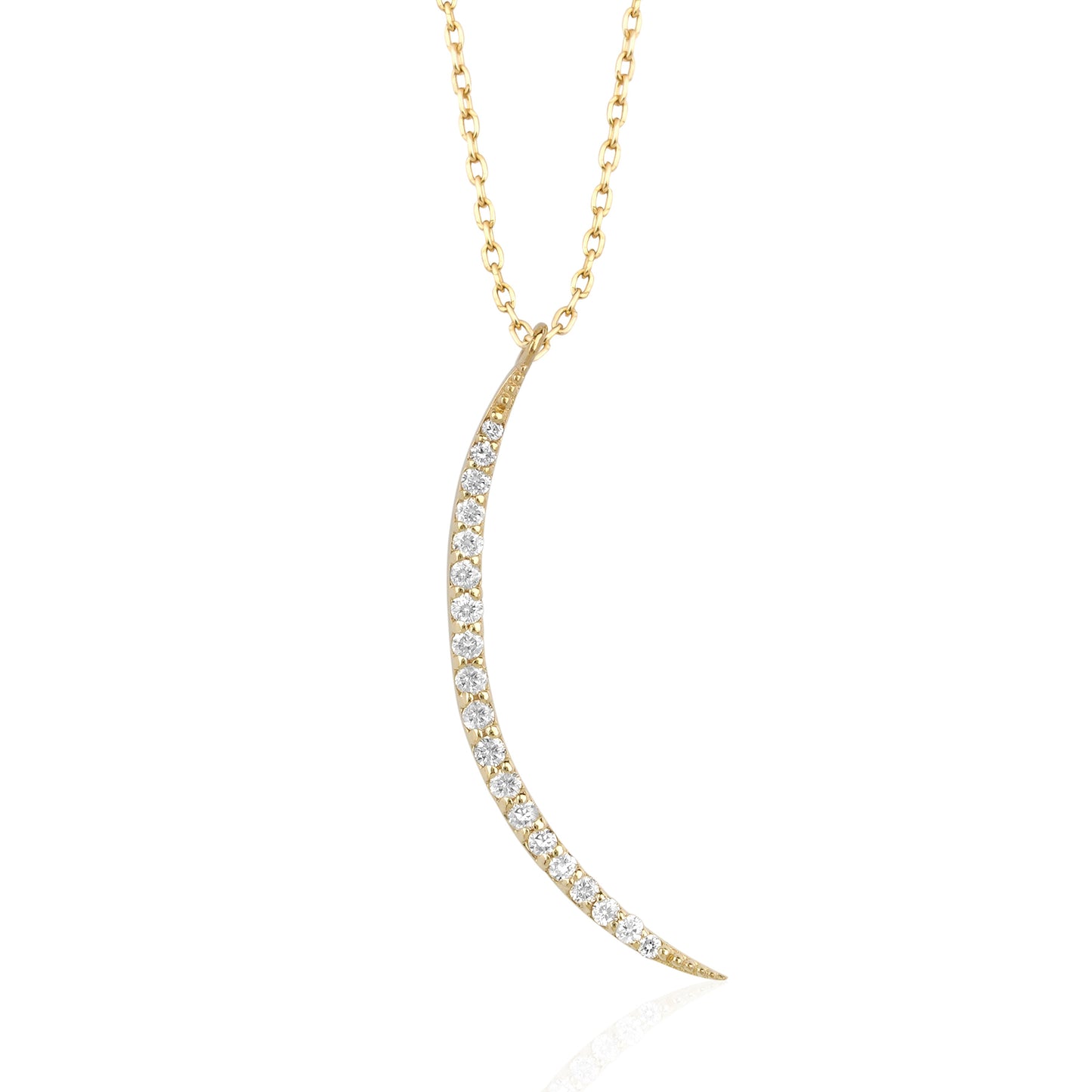 Moon Necklace, Diamond Moon Necklace, Gift For Her, Gift For Mother, Anniversary Gift, Birthday GIft, Delicate Necklace