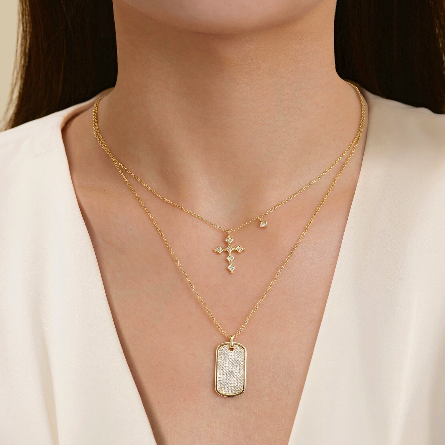 1.2 CT Cross Pendnet, Round Cut Moissanite Diamond Necklace, Gift for Women, Delicate Necklace