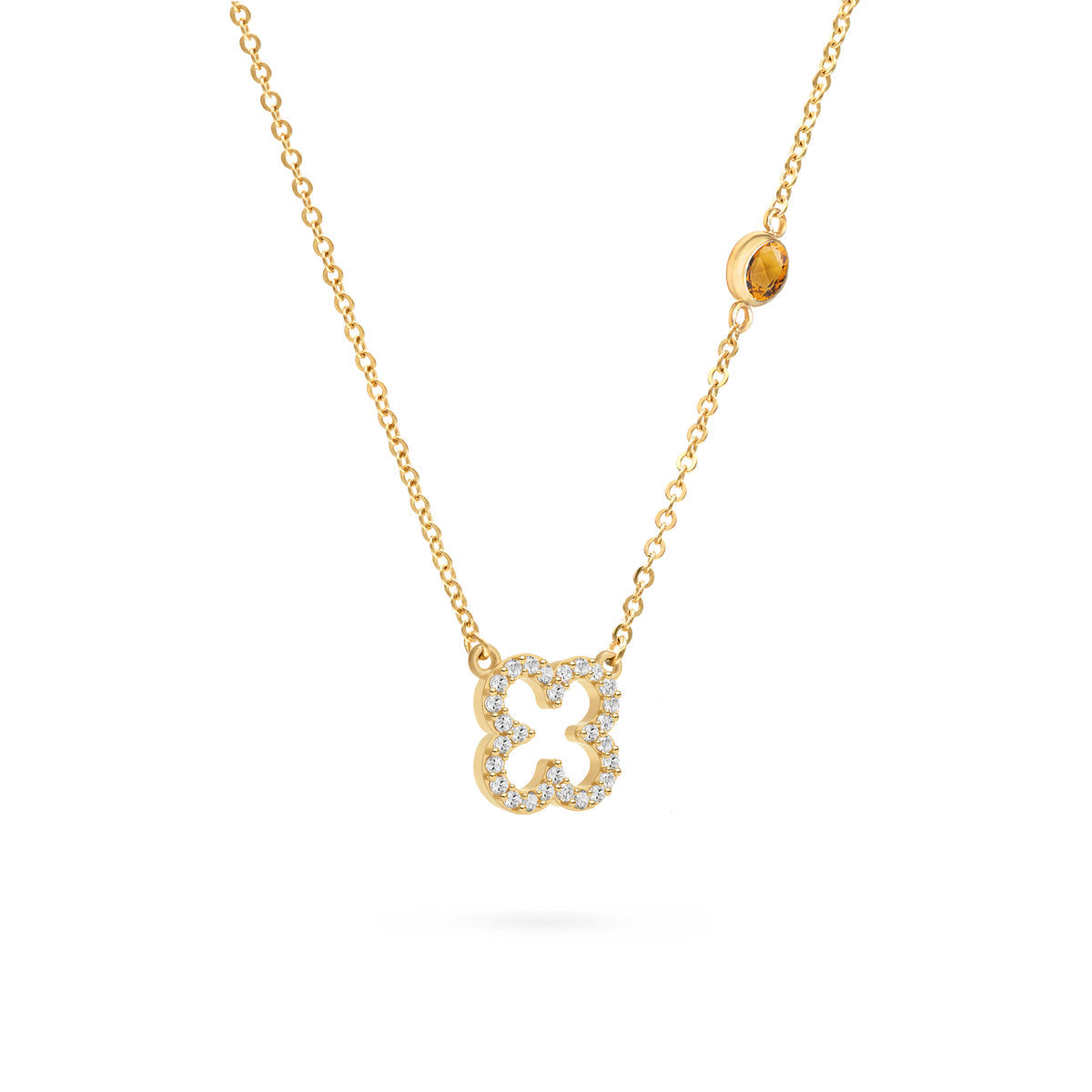 1.93CT Round Floral Diamond Necklace, November Birthstone Clover Necklace, Wedding Gift, Gift For Her, Delicate Necklace, Anniversary Gift, Gift For Mom