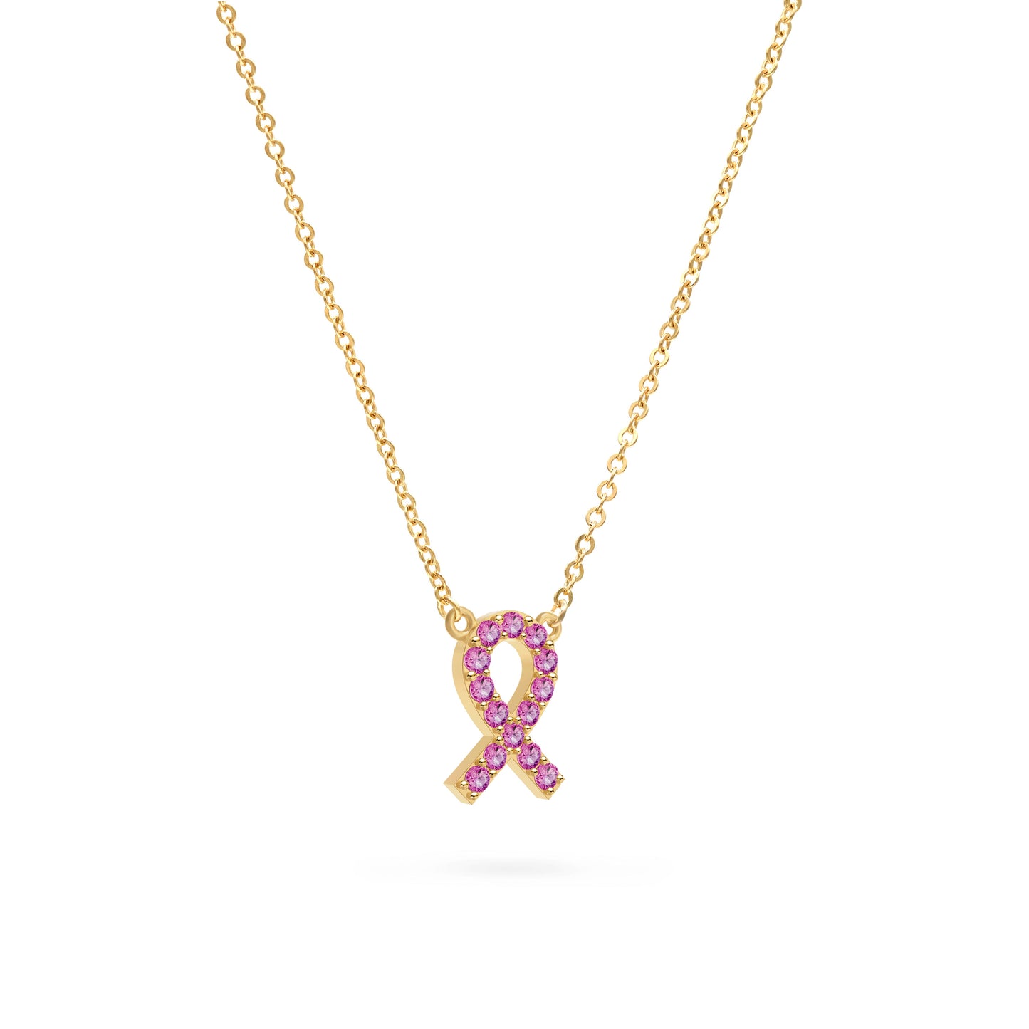 Pink Ribbon Necklace, Diamond Necklace, Birthstone Necklace, Gift For Her, Delicate Necklace,gift for women, Birthday Gift