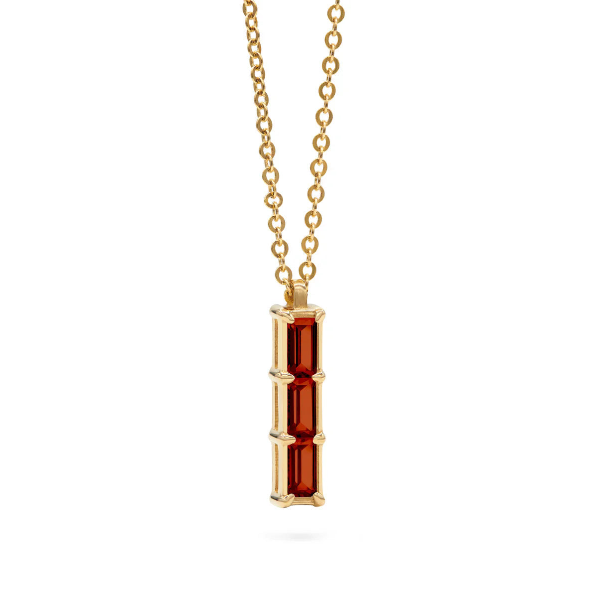 0.32CT Baguette Garnet Diamond Necklace, January Birthstone Necklace, Three Stone Necklace, Delicate Necklace, Gift For Her, Anniversary Gift, Charm Necklace, Woman Necklace, Promise Gift