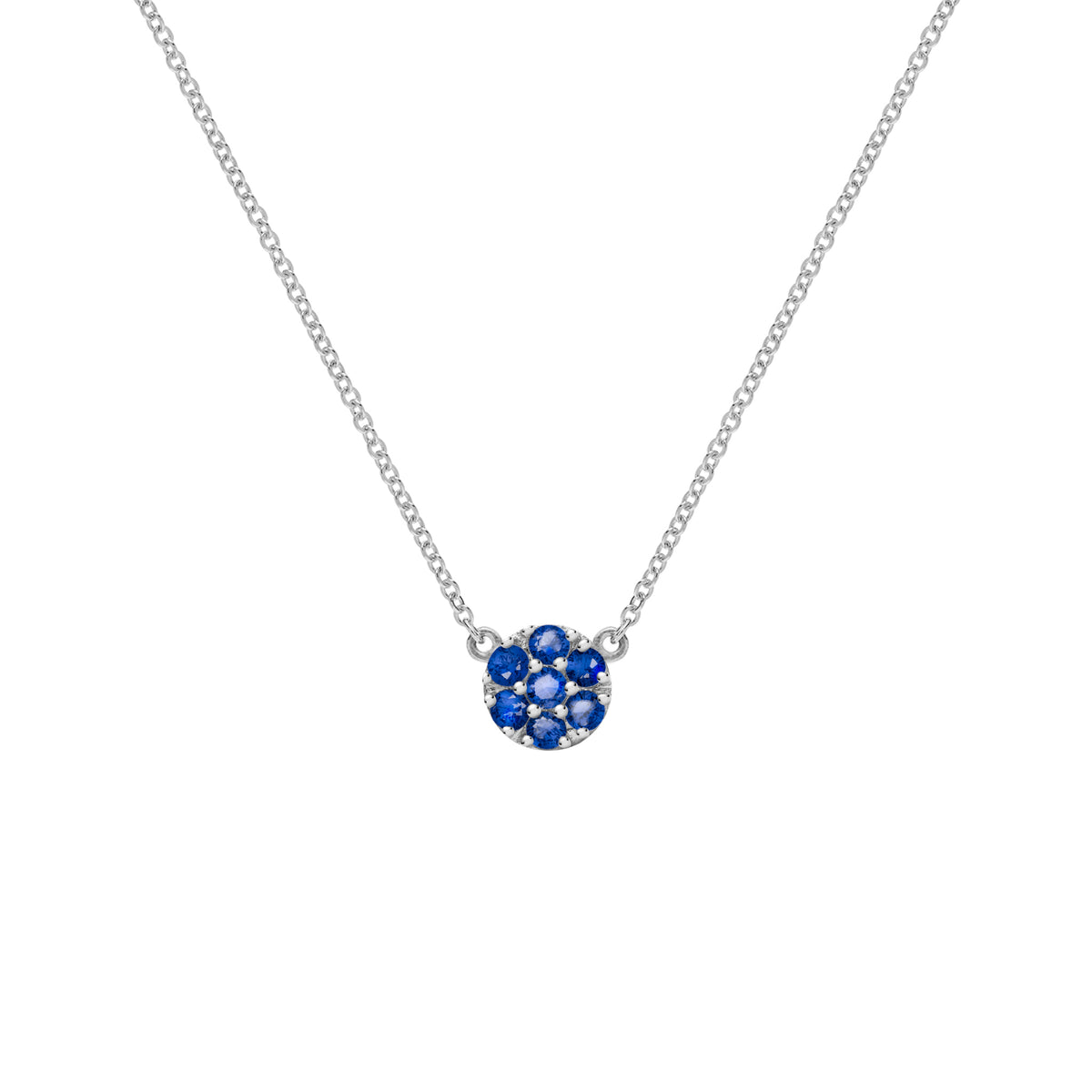 0.21TCW Round Cut Floral Blue Moissanite Necklace September Birthstone Necklace, Delicate Necklace, Wedding Gift, Gift For Daughter, Gift For Her, Charm Necklace