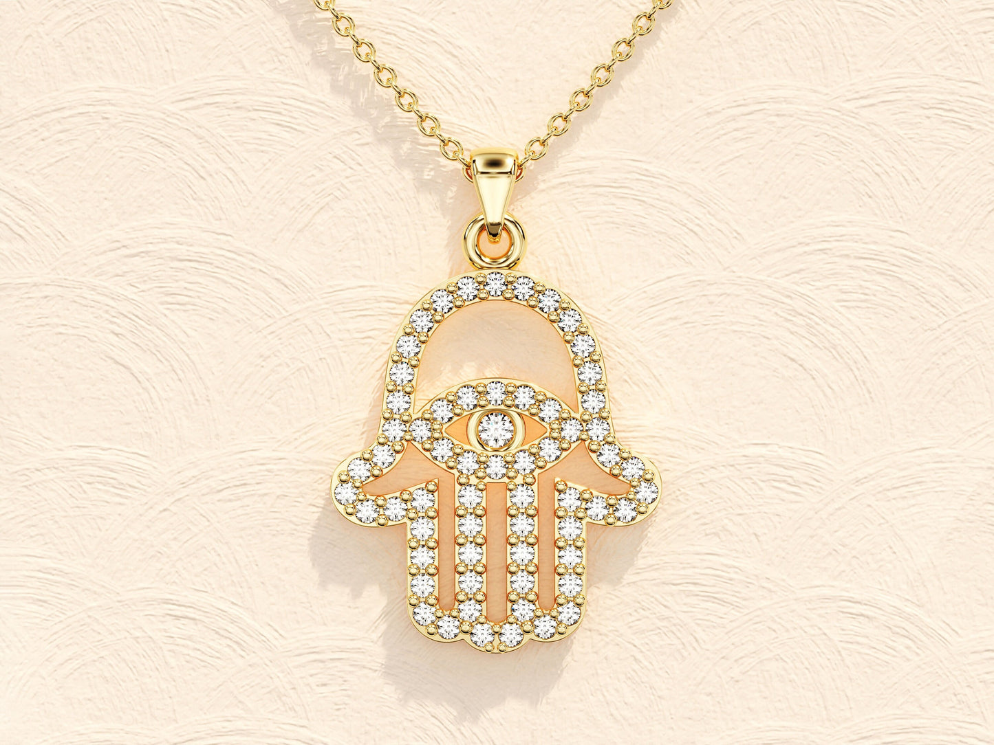 0.49 CT Hamsa Diamond Necklace for Women, Diamond Moissanite Necklace, Gift For Her, Delicate Necklace, Gift For Grandmother, Engagement Gift, Promise Gift