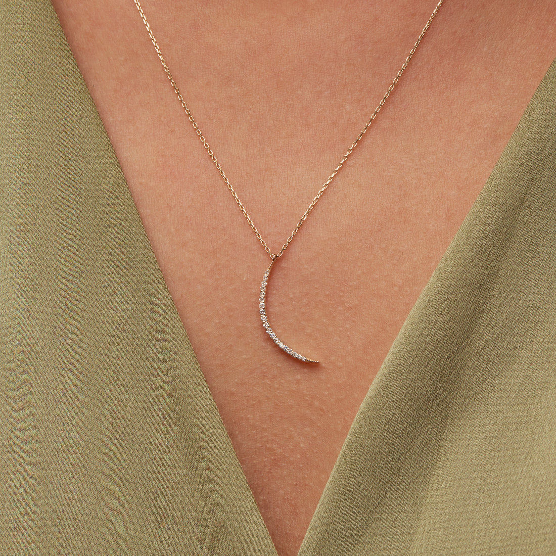 Moon Necklace, Diamond Moon Necklace, Gift For Her, Gift For Mother, Anniversary Gift, Birthday GIft, Delicate Necklace