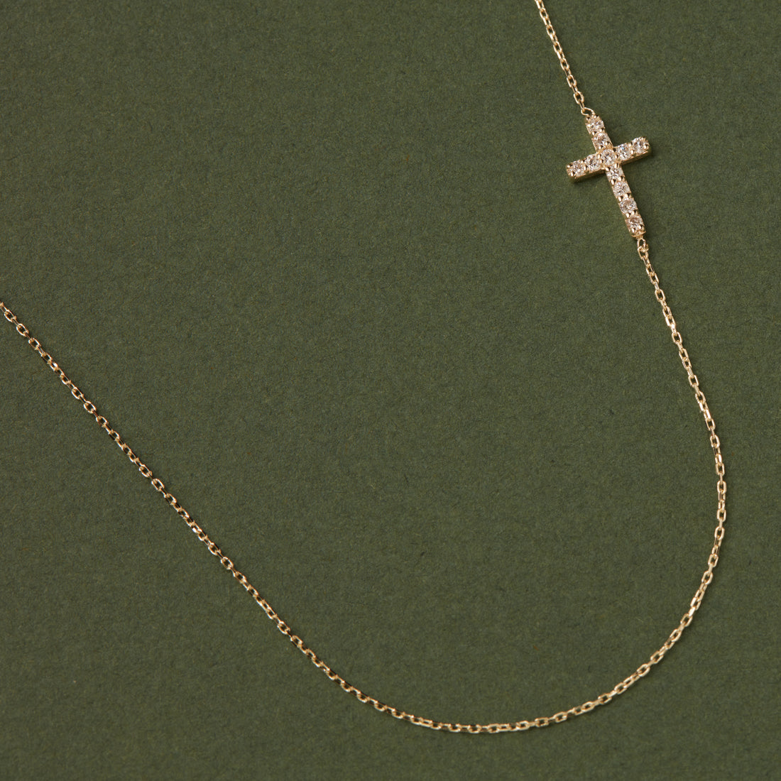 Cross Necklace, SIdeway Cross Necklace, Gift For Her, Diamond Necklace, Delicate Necklace, Charm Necklace, Engagement Gift