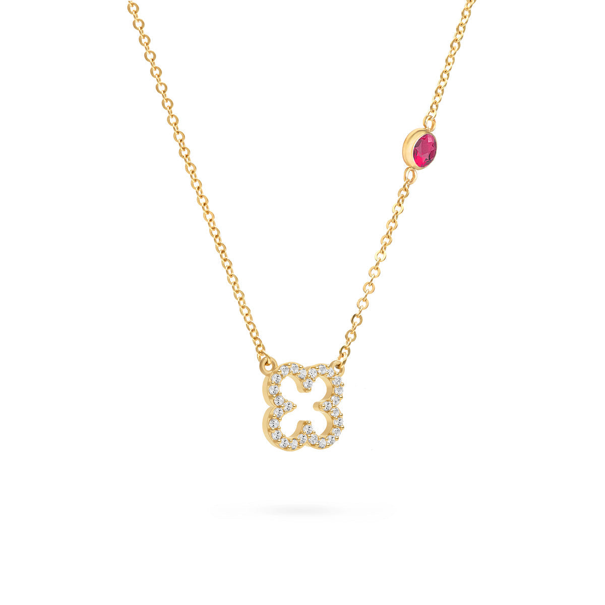 1.93CT Round Floral Diamond Necklace, July Birthstone Clover Necklace, Wedding Gift, Gift For Her, Delicate Necklace, Anniversary Gift, Gift For Wife