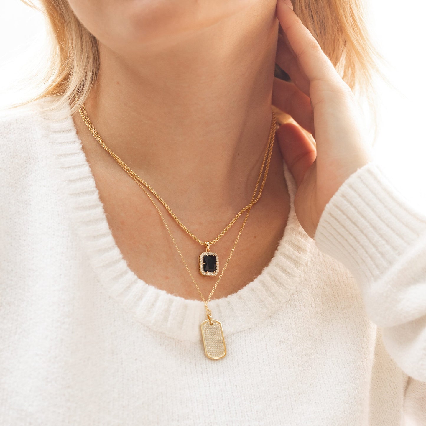 0.32 CT Dog Tag Pendant With Chain, Moissanite Necklace, Gift for Her, Charm Necklace, Delicate Item