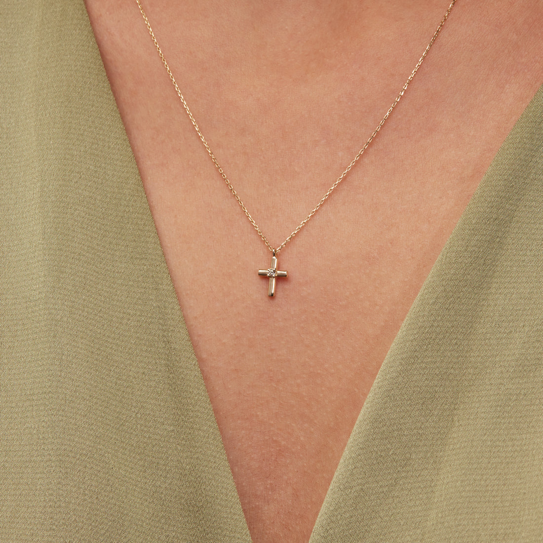 Cross Necklace, Simple Cross Necklace, Charm Necklace, Delicate Necklace, Gift For Her, Diamond Cross Pendent