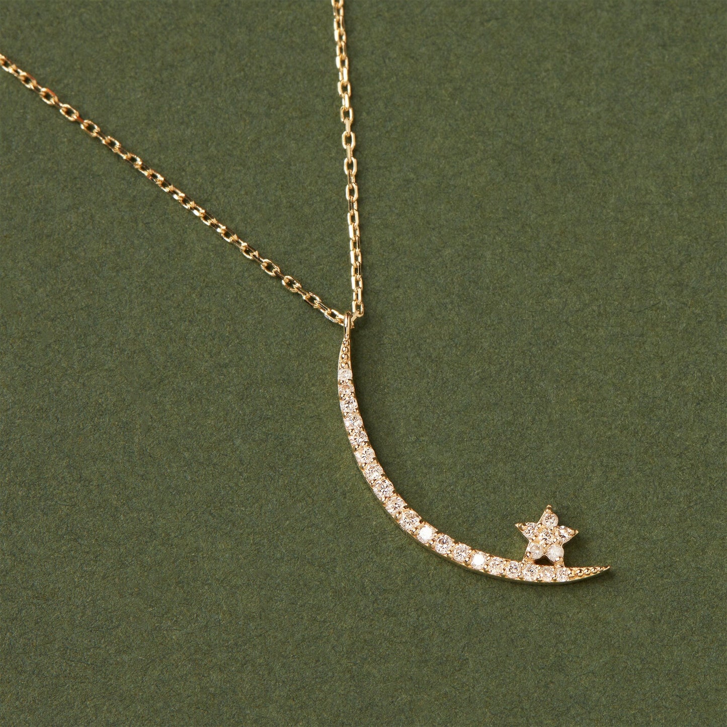 0.5CT Moon and Star Diamond Moissanite Necklace, Gift For Her, Delicate Necklace, Gift For Mother, Anniversary Gift, Promise Gift