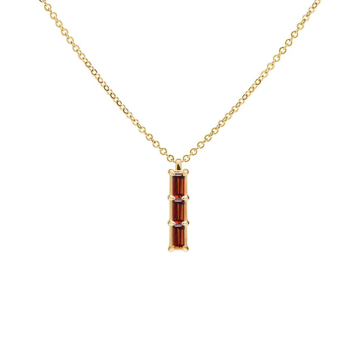 0.32CT Baguette Garnet Diamond Necklace, January Birthstone Necklace, Three Stone Necklace, Delicate Necklace, Gift For Her, Anniversary Gift, Charm Necklace, Woman Necklace, Promise Gift