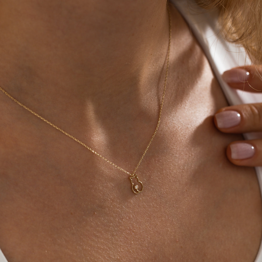 Cat Necklace, Diamond Cat Pendnet With Chain, Delicate Necklace, Gift For Her, Gift For Daughter