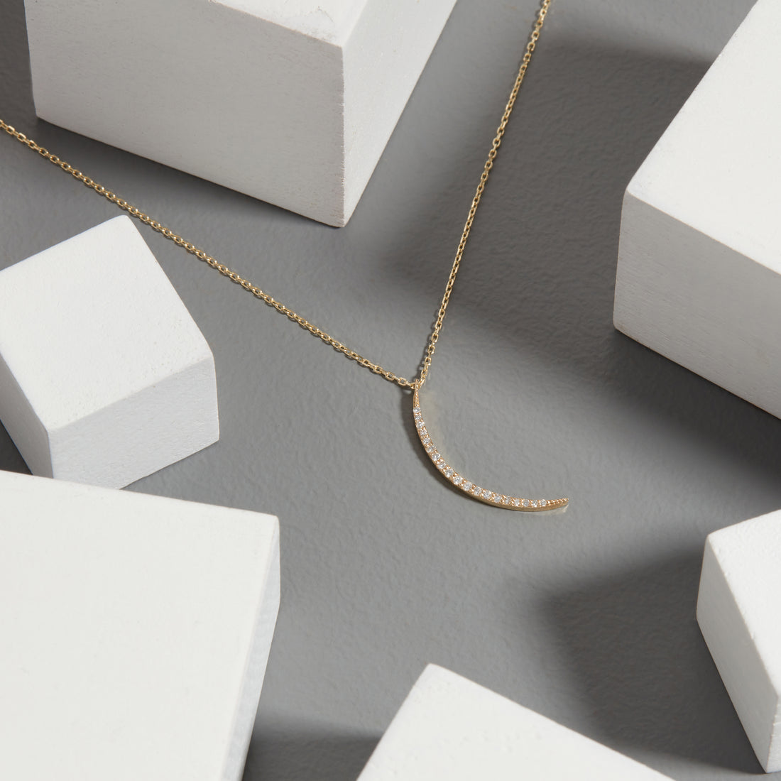 Moon Necklace, Diamond Moon Necklace, Gift For Her, Gift For Mother, Anniversary Gift, Birthday GIft, Delicate Necklace