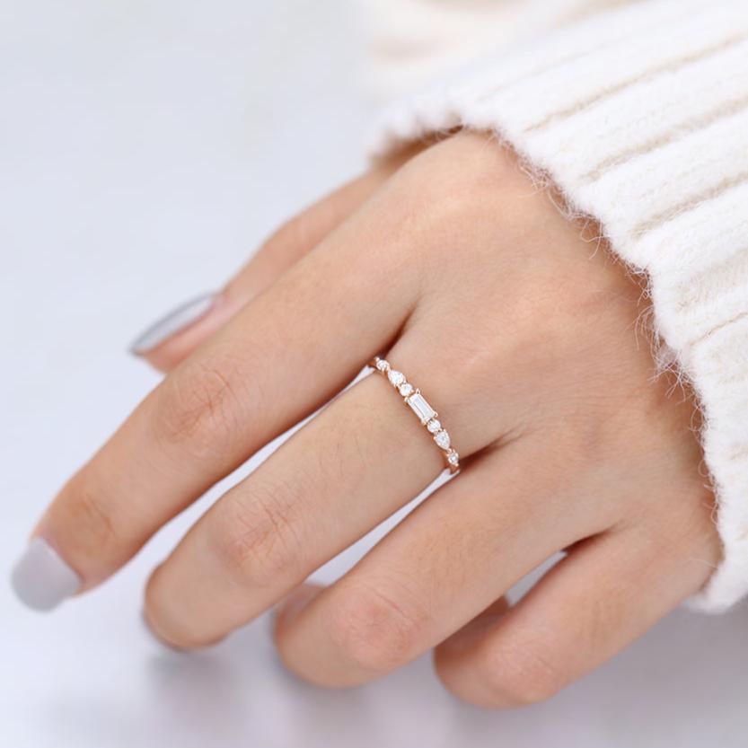 Pear, Baguette, Marquise & Round Shaped Moissanite Multi Stones Eternity Wedding Band