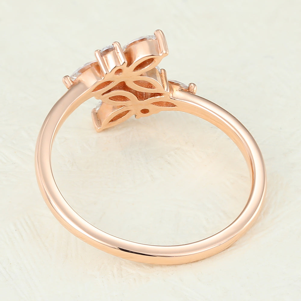 Marquise & Round Shaped Moissanite Art Deco Wedding Band Unique Diamond Band