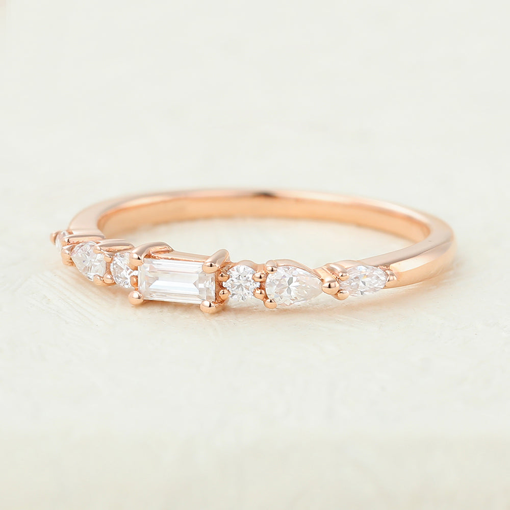 Pear, Baguette, Marquise & Round Shaped Moissanite Multi Stones Eternity Wedding Band